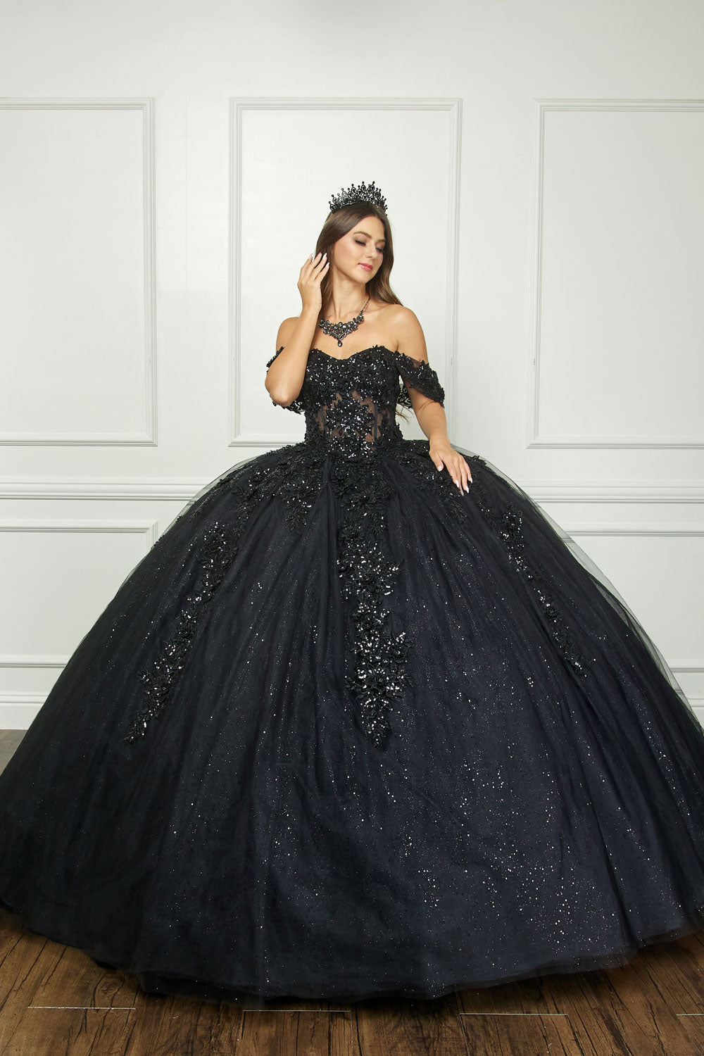 Applique Corset Ball Gown by Bella Princess PQ1070