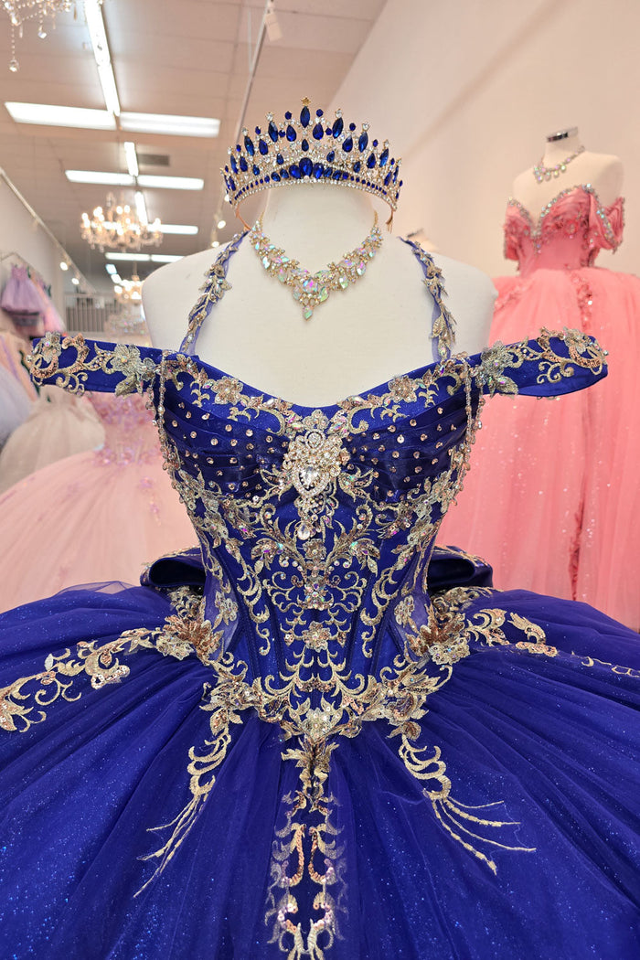 Beaded Off Shoulder Ball Gown by Bella Princess PQ1076