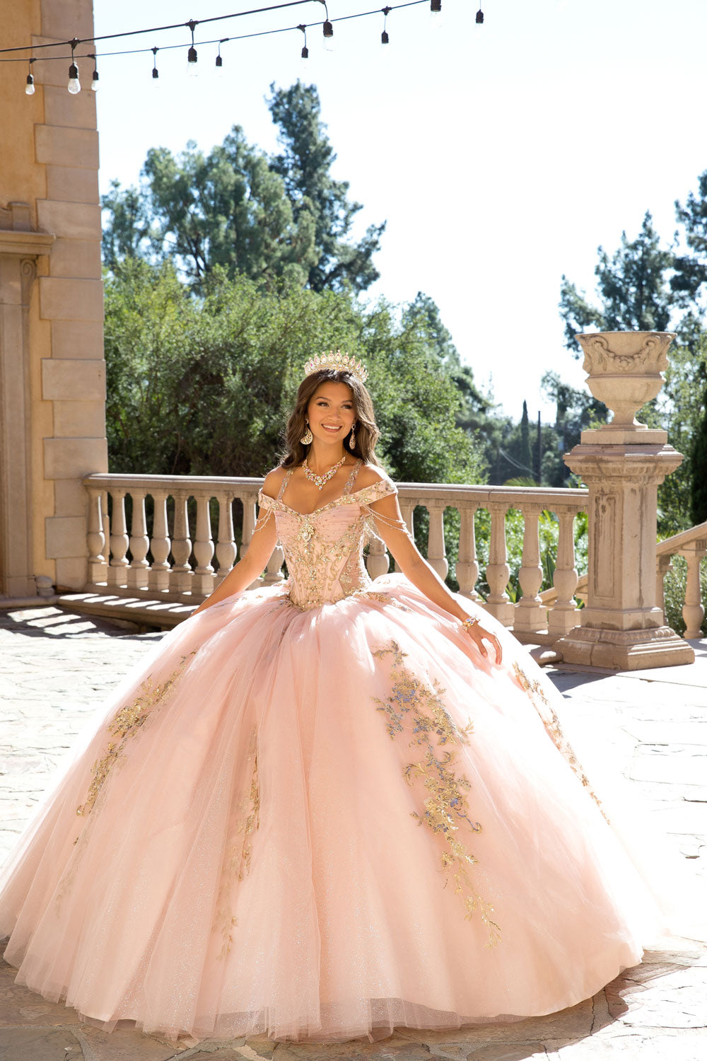 Beaded Off Shoulder Ball Gown by Bella Princess PQ1076