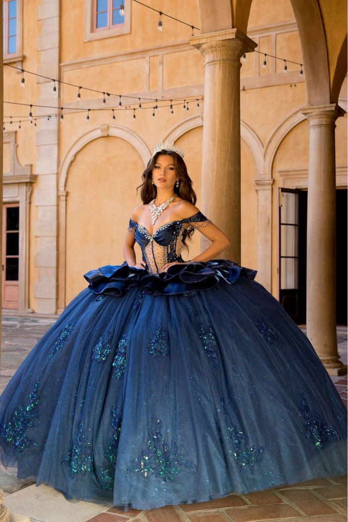Off Shoulder Ruffled Ball Gown by Bella Princess PQ1079