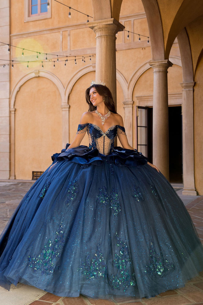 Off Shoulder Ruffled Ball Gown by Bella Princess PQ1079