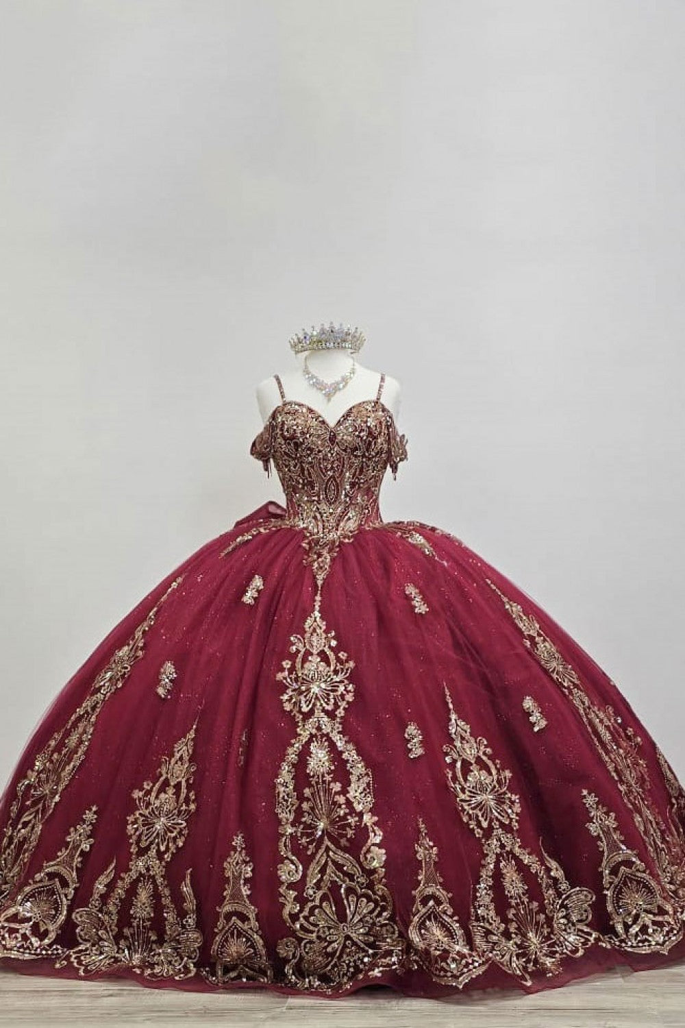 Beaded Off Shoulder Ball Gown by Bella Princess PQ1090