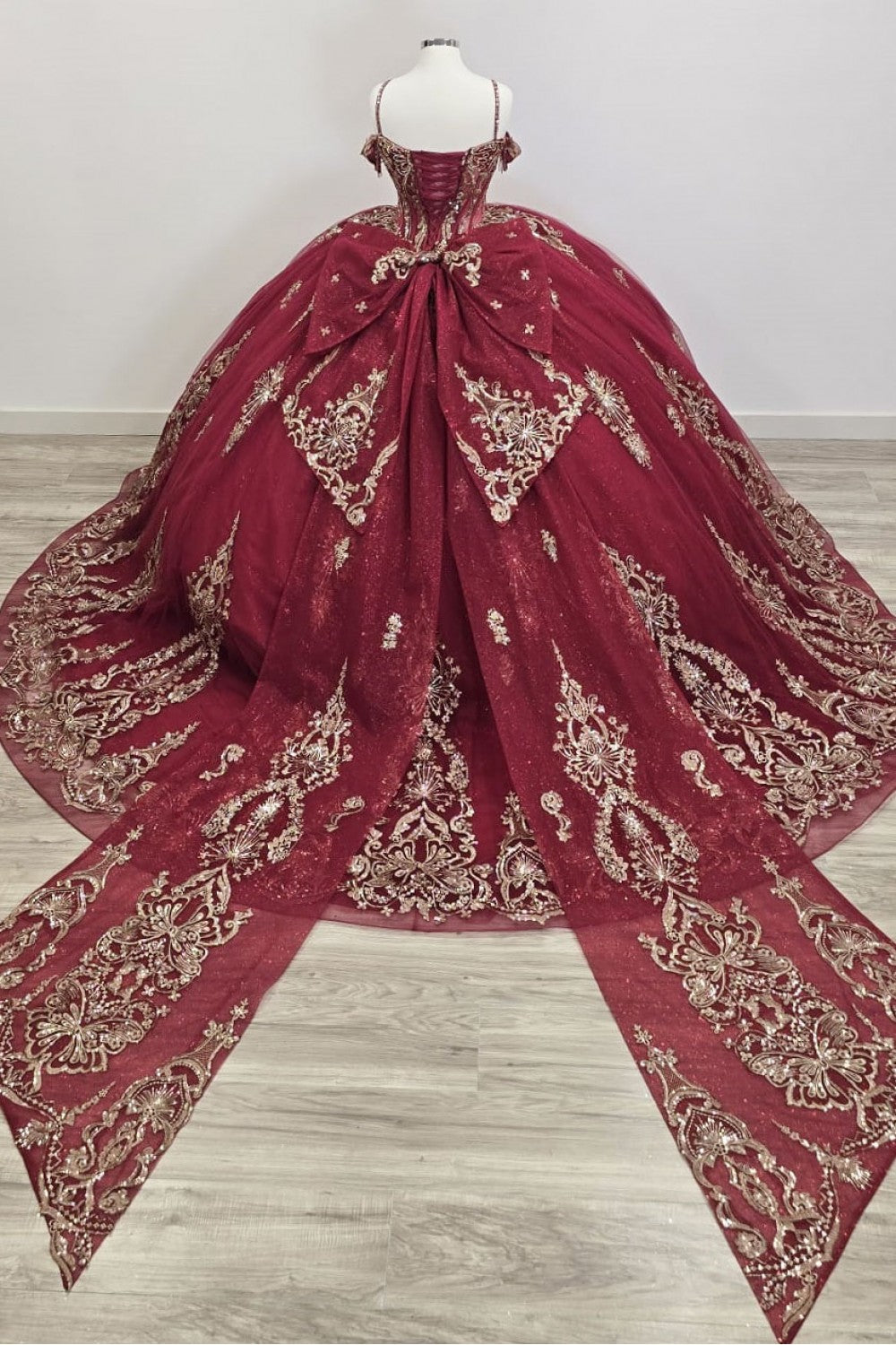 Beaded Off Shoulder Ball Gown by Bella Princess PQ1090