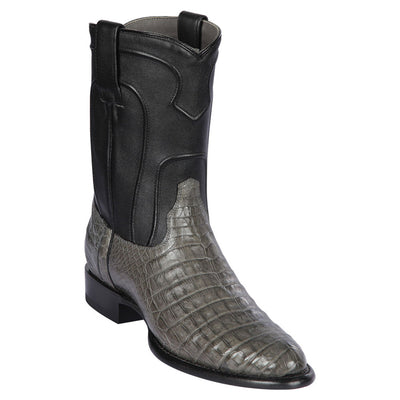 Caiman Belly Gray Roper Toe Boots by Los Altos