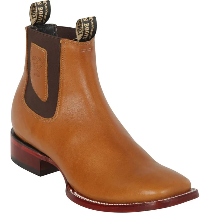 Belmont Honey Brown Square Toe Cowboy Ankle Boots