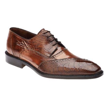 Authentic Genuine Skin Italian Nino Eel & Ostrich Shoes Antique Camel ~ Khaki Mens Ostrich Skin Shoes