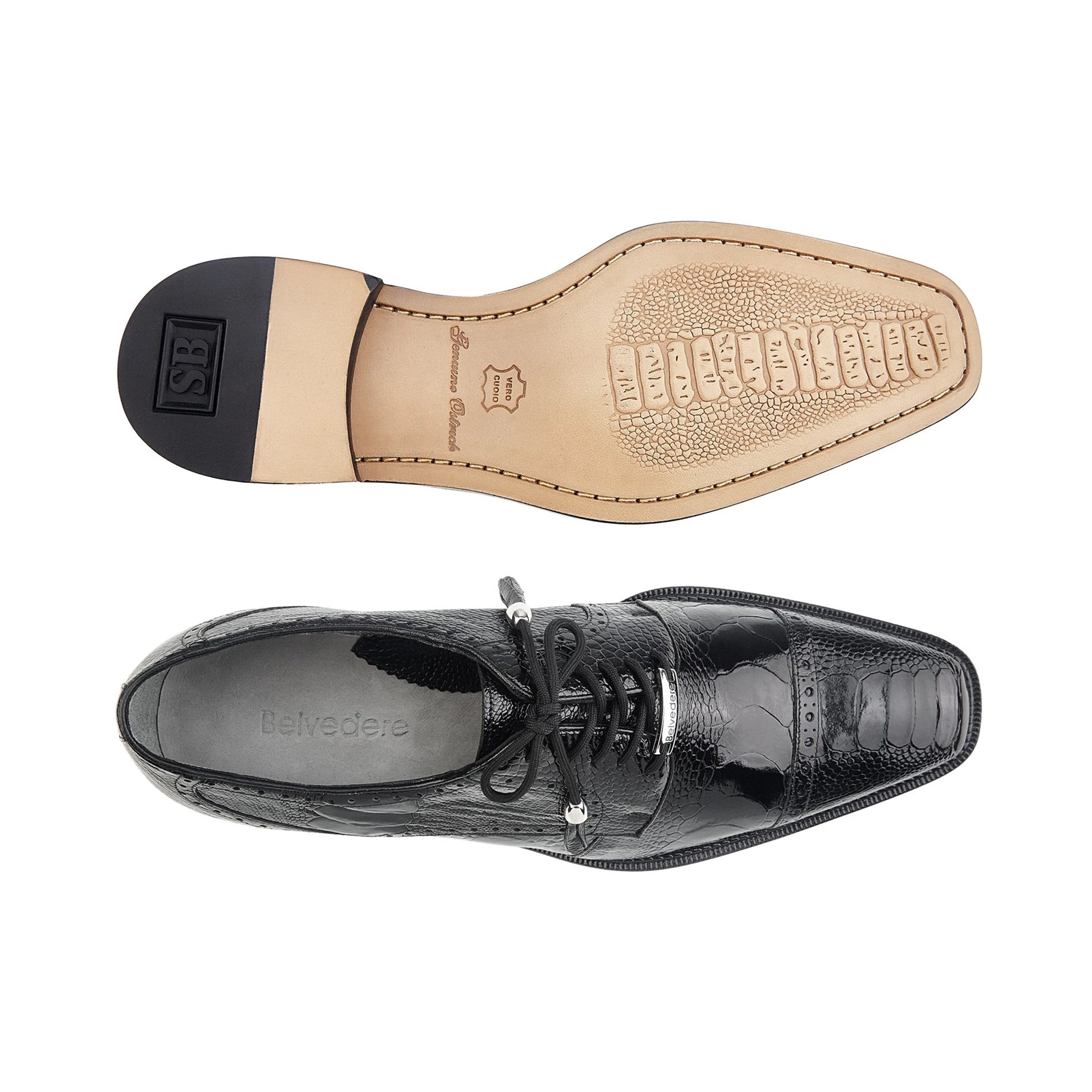 Belvedere Batta Ostrich Cap Toe Derby - Brown