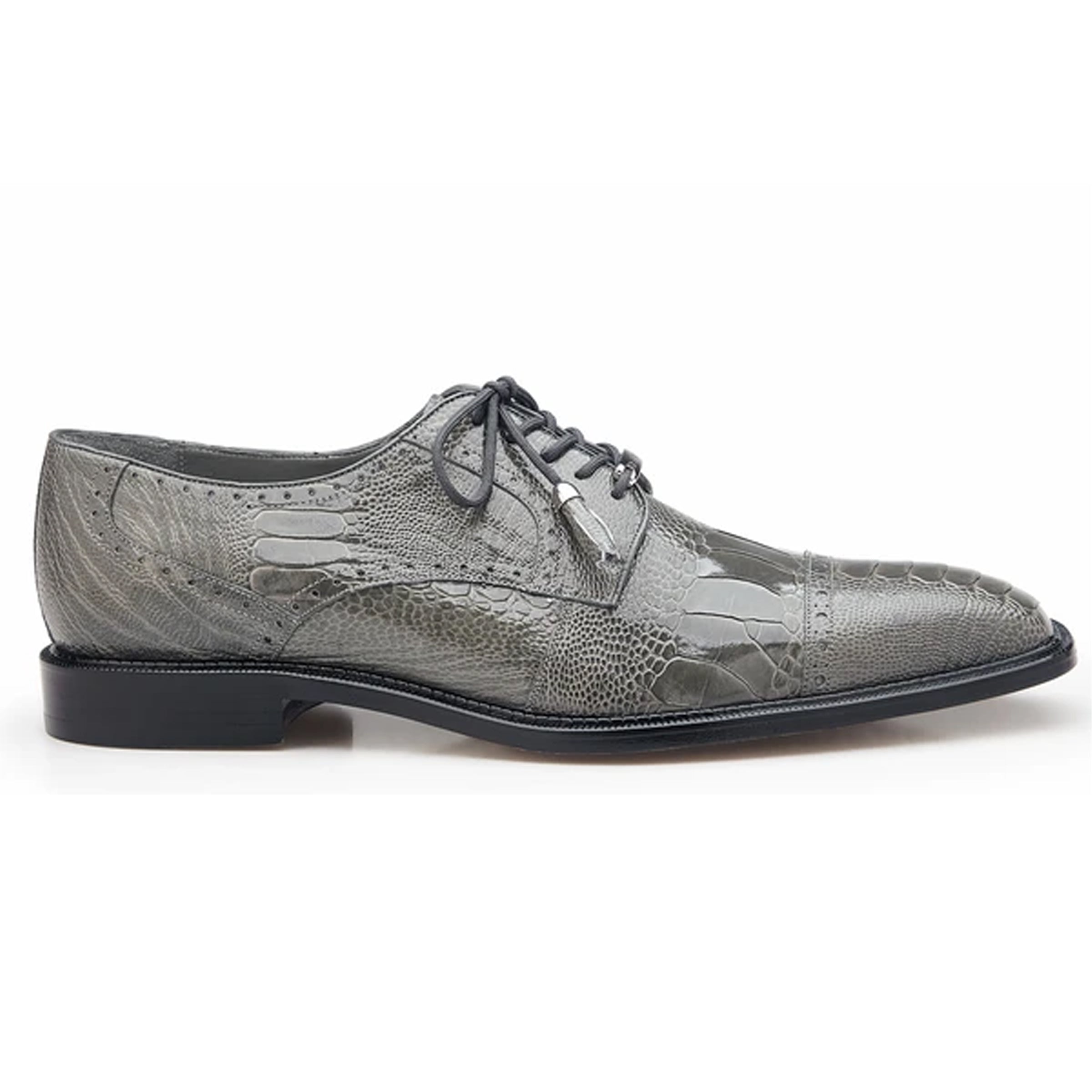 Belvedere Batta Ostrich Cap Toe Derby Shoe - Grey
