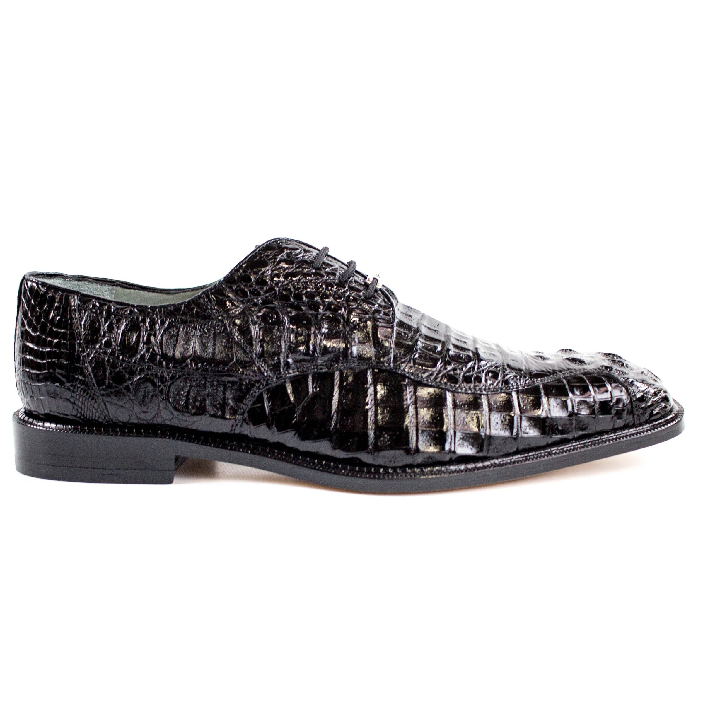Belvedere Chapo Caiman Hornback Black Dress Shoe
