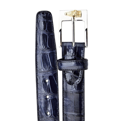 Belvedere Navy Alligator Dress Belt for Men