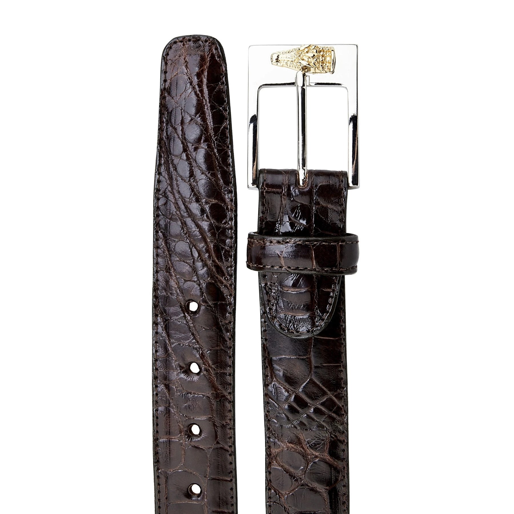 Belvedere Alligator Dress Belt - Peanut