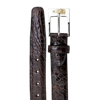 Belvedere Alligator Dress Belt - Cognac