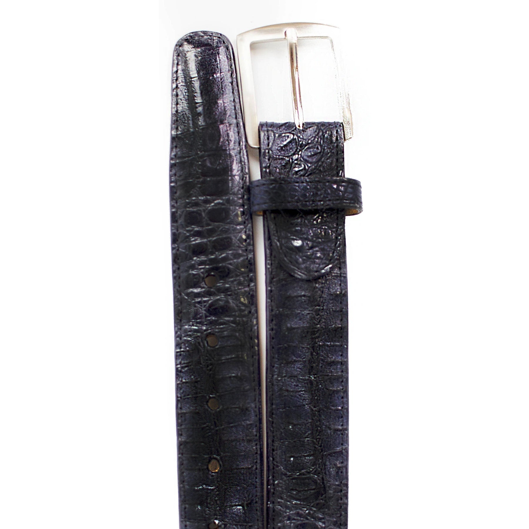 Belvedere Caiman Crocodile Dress Belt - Black