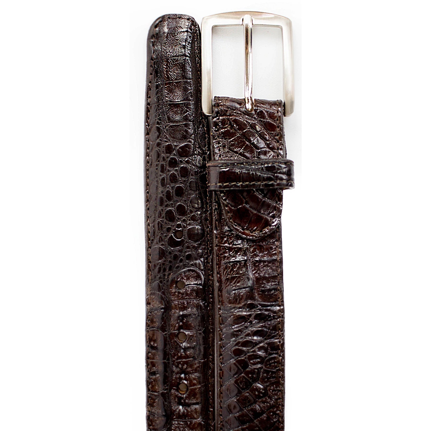 Belvedere Caiman Crocodile Dress Belt - Black