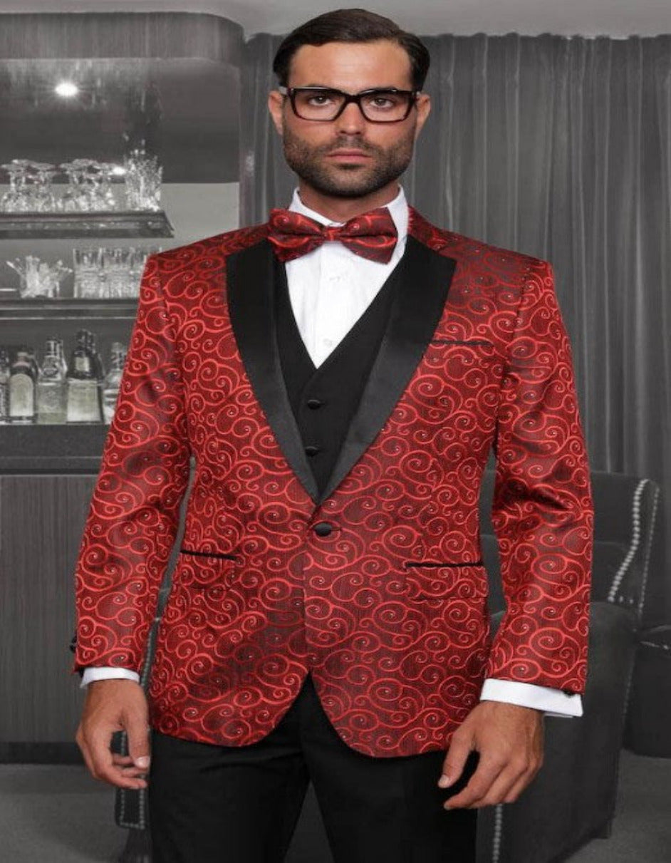 Paisley Red Tuxedo Jacket - Big and Tall