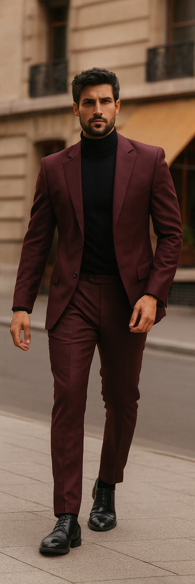 Big and Tall Size 56 to 72 2-Button Suit Textured Patterned Sport Coat Fabric Burgundy ~ Maroon Suit ~ Wine Color Burgundy Suit