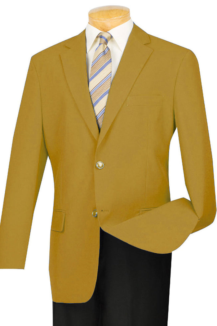 Gold 2-Button Poplin Dress Blazer for Men