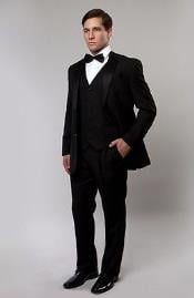 Black 2 Button Closure One Besom Pocket Tuxedo