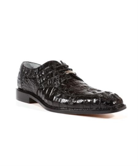 Men's Chapo Caiman World Best Alligator ~ Gator Skin Black Oxford Authentic Genuine Skin Italian