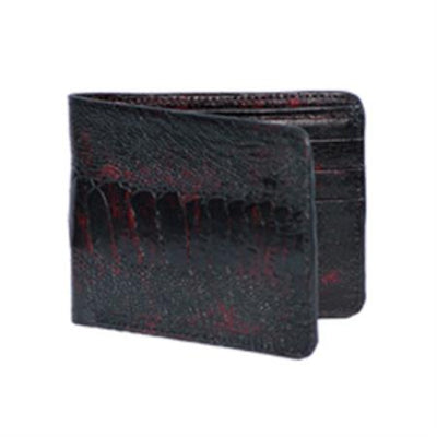 Men's Genuine Exotic Animal Skin Wild West Boots Wallet-Black Cherry Genuine Exotic Ostrich Leg