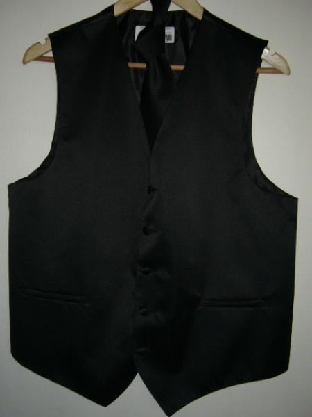 Black Color Fully Lined Waist Length Luxury Vest Waist coat - Men's Neck Ties - Mens Dress Tie - Trendy Mens Ties