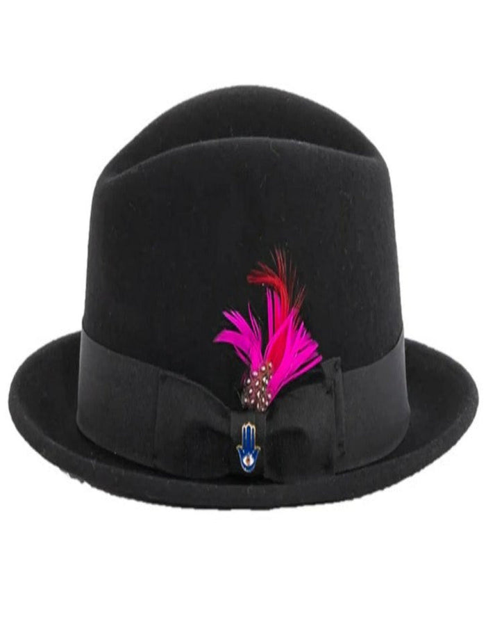 1920s Black Fedora – Men’s Narrow Brim Crushable Wool Trilby Dress Hat