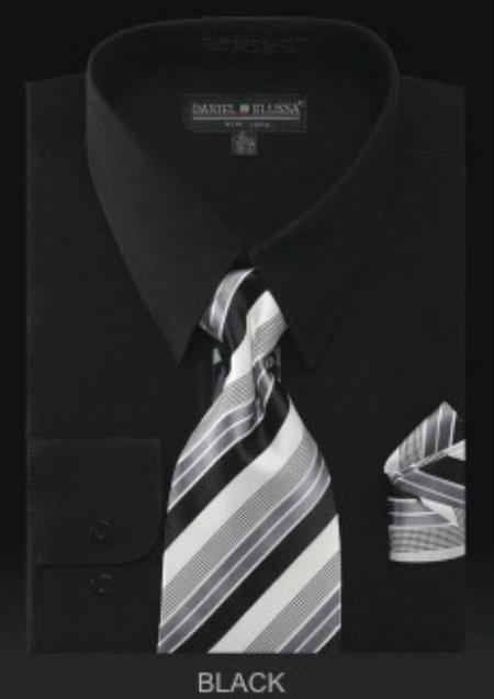 Affordable Clearance Cheap Mens Dress Shirt Sale Online Trendy - PREMIUM TIE - Black Men's Dress Shirt