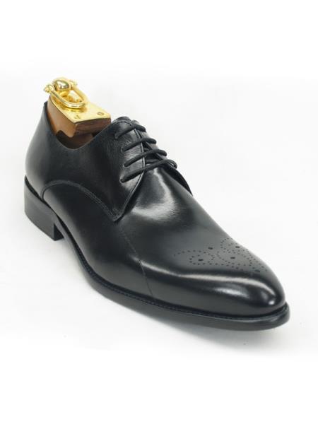 Men's Fashionable Carrucci Black Lace Up Style Black Dress Shoe