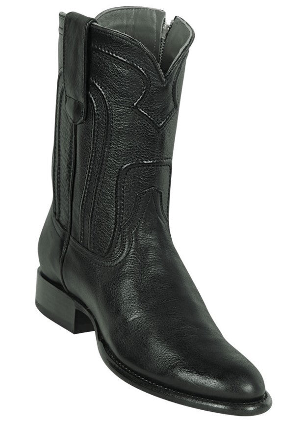 Belmont Black Leather Zipper Roper Heel Boot