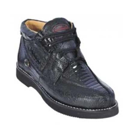 Black Genuine All-Over Ostrich Leg Casual Mens Ostrich Skin Shoes