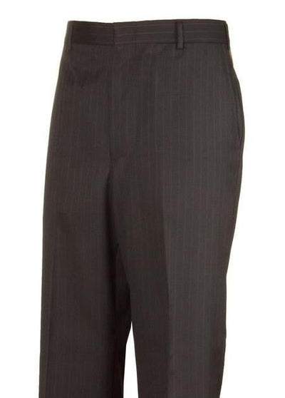 Black Striped Plain Front Dress Pants unhemmed unfinished bottom