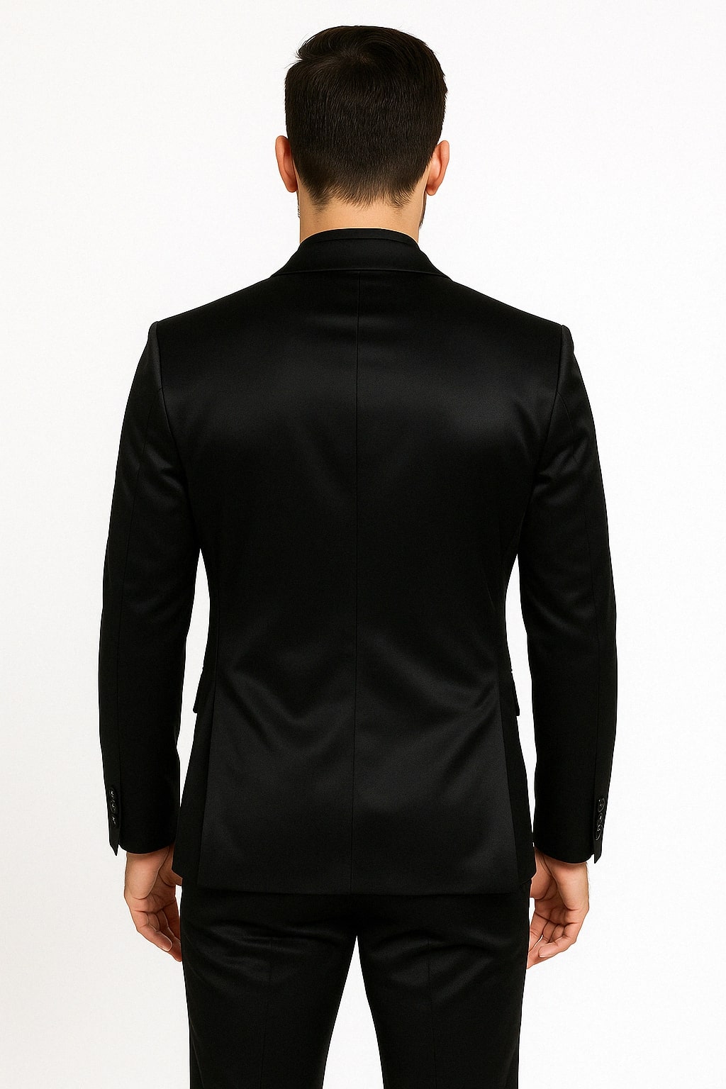 Black Satin Flex Slim Fit Two-Piece Suit