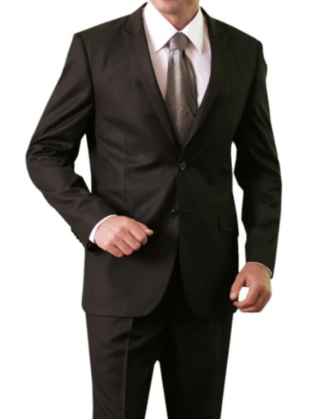 Men's Shiny Shark Skin Solid 2 Button Front Closure Slim Fit Suit