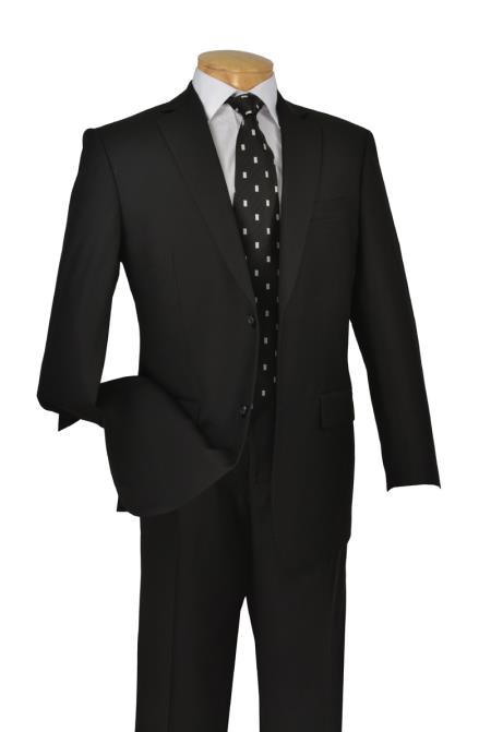 Black 2 Button Italian Cut Men's Suits 2 Piece