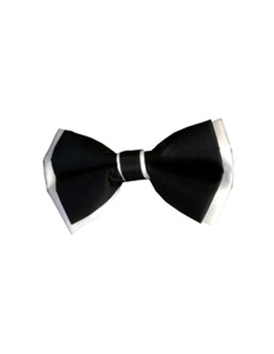 Men's Black/White Polyester Satin dual colors classic Bowtie - Men's Neck Ties - Mens Dress Tie - Trendy Mens Ties