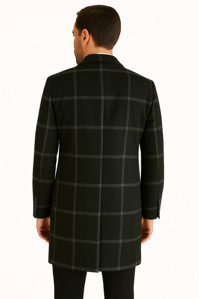 Men's Checkered Wool Windowpane Overcoat