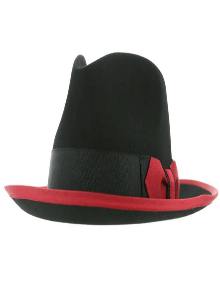 1920s Black and Red Fedora – Men’s Classic Two-Tone Trilby Dress Hat