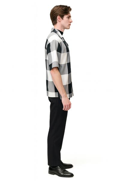 Checkered Short Sleeve Two-Piece Outfit