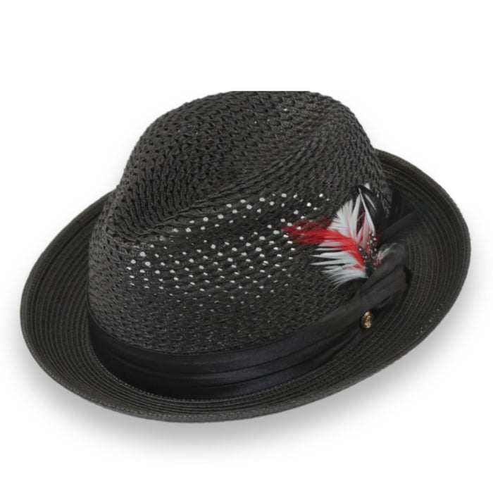 Castor Crushable Straw Fedora by Ferrecci USA