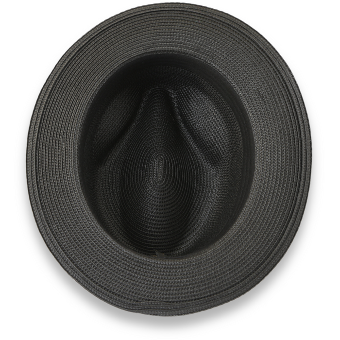 Tapa Crushable Black Straw Fedora Hat
