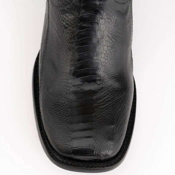New Ferinni Boot - Mens Dress Cowboy Boot - Ferrini Men's Nash Ostrich Leg Boots Handcrafted - Black in Black Color