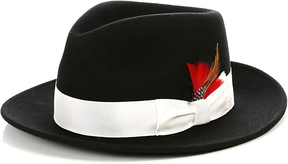 Crushable Australian Wool Gangster Fedora - Black/White
