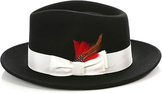 Crushable Australian Wool Gangster Fedora - Black/White
