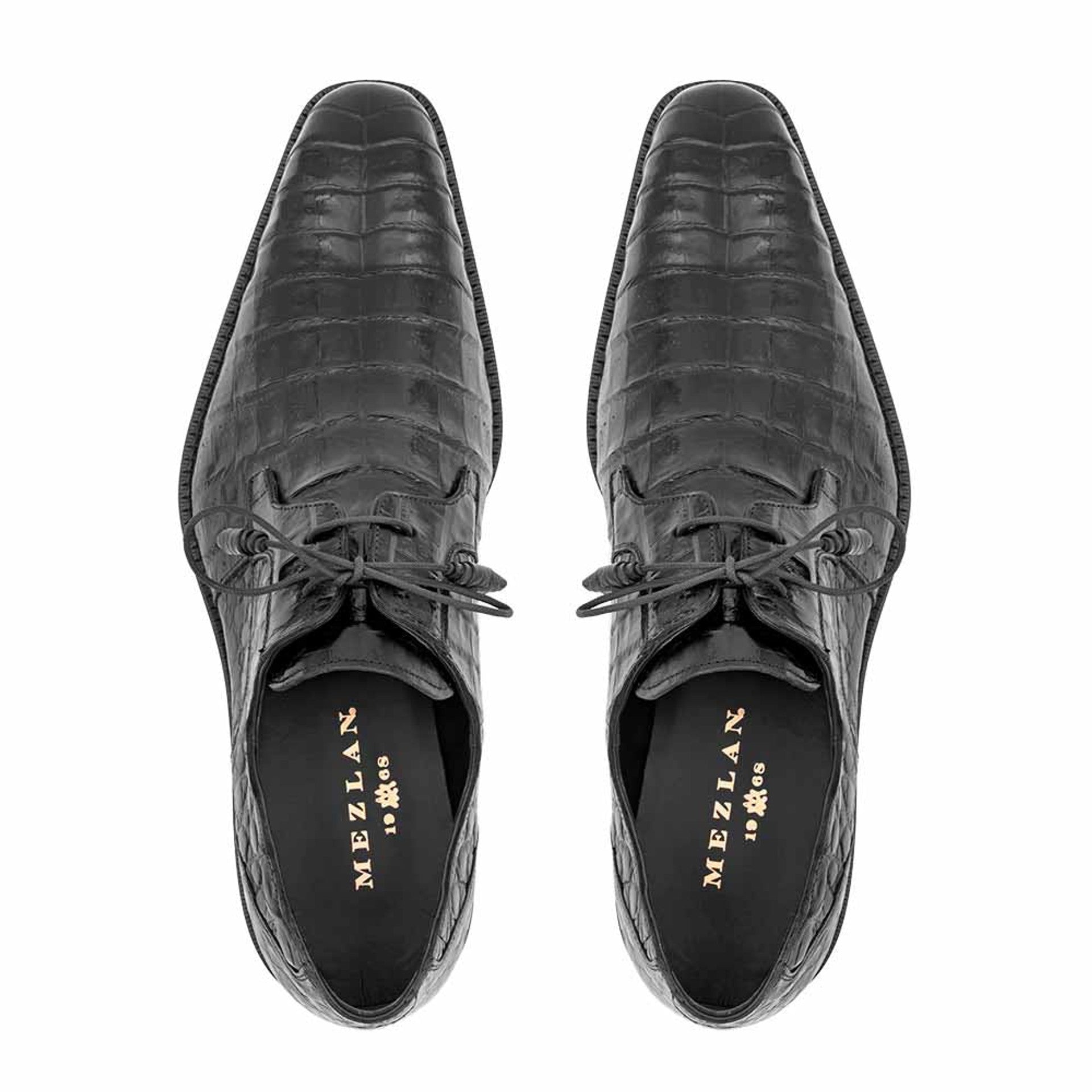 Mezlan Anderson Black Crocodile Lace-Up Shoes