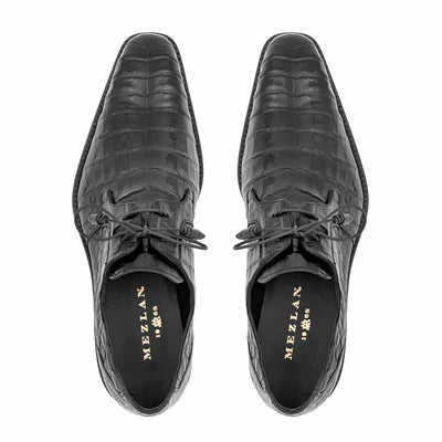 Mezlan Anderson Black Crocodile Lace-Up Shoes