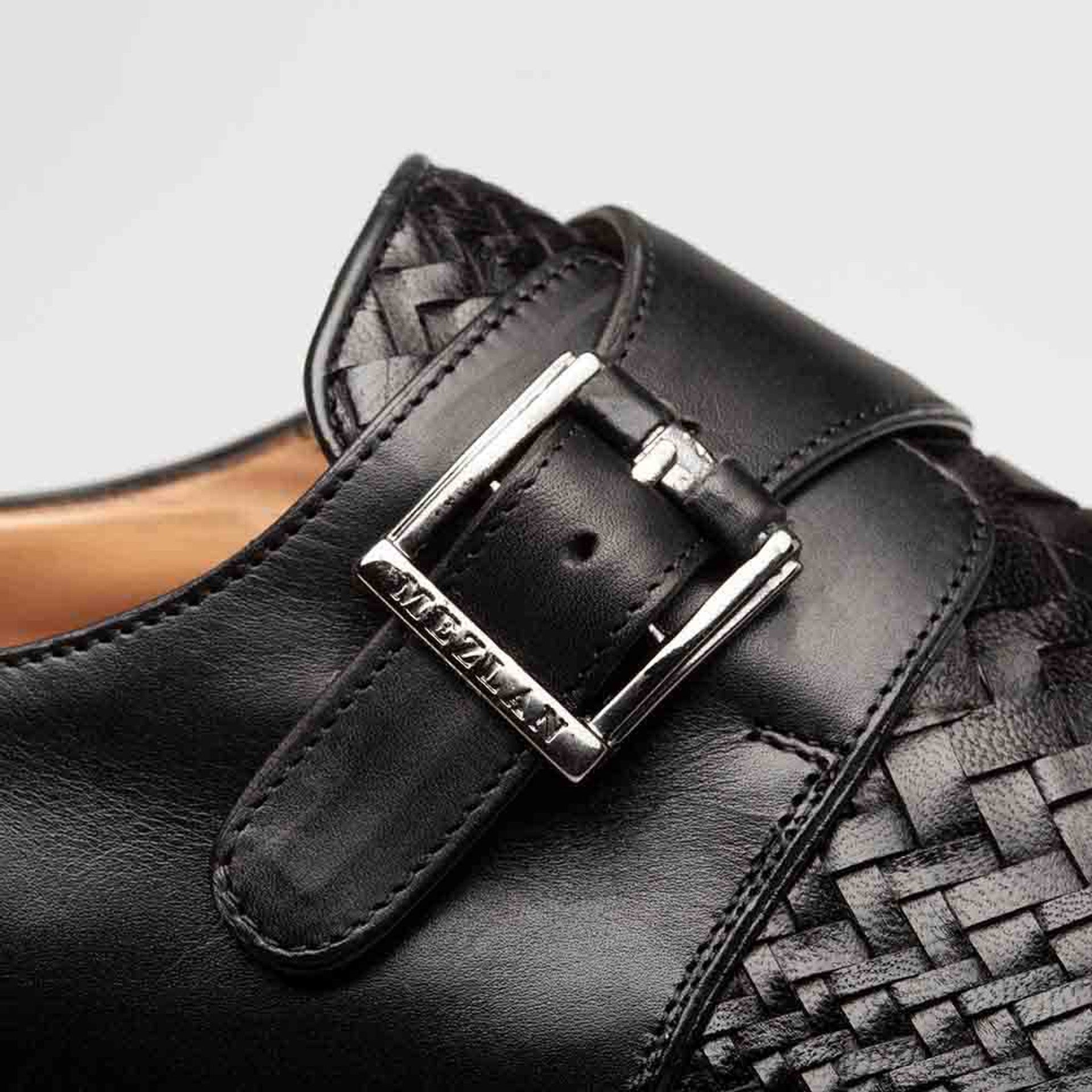 Mezlan Temi Black Monk Strap Calfskin Shoes