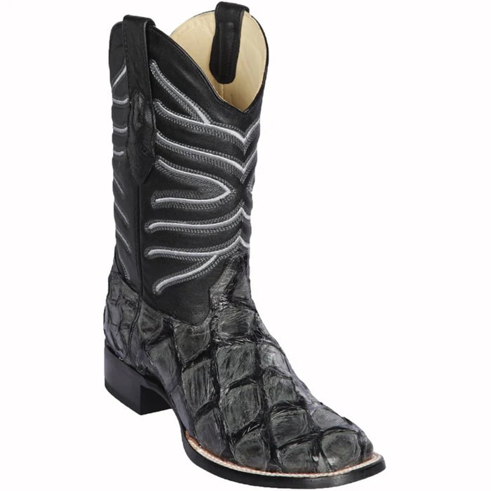 Men's Pirarucu Fish Grey Glossy Dress Cowboy Boots