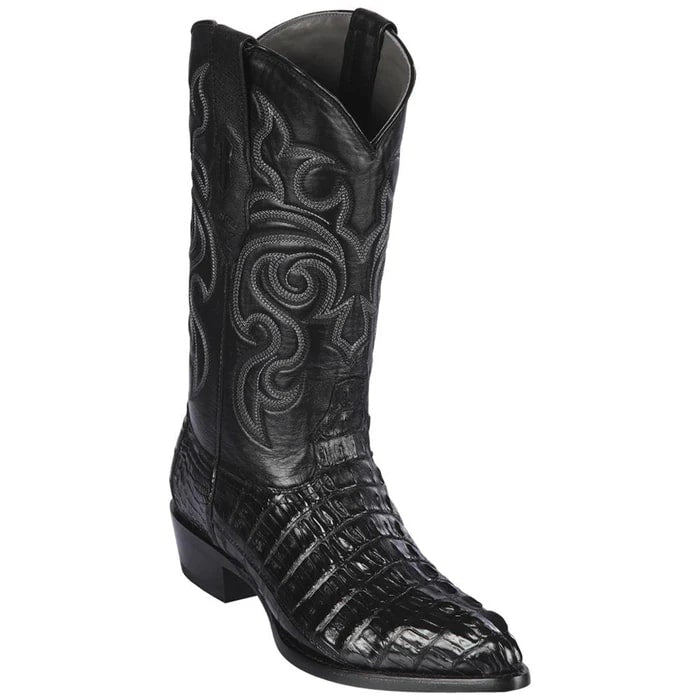 Black Lizard Snip Toe Cowboy Boots by Los Altos