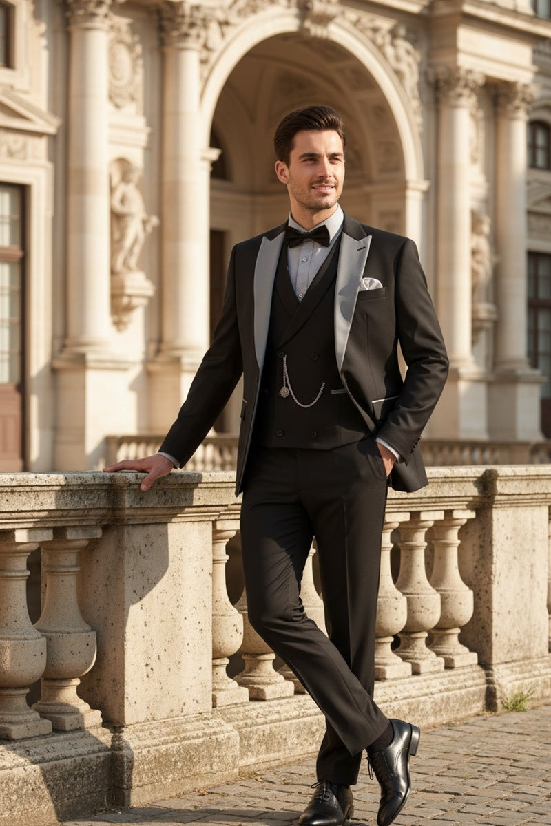 Black 1-Button Peak Tuxedo