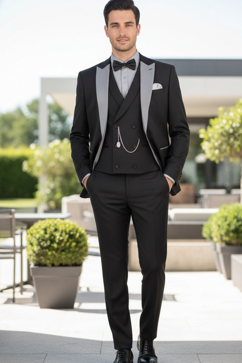 Black 1-Button Peak Tuxedo